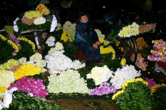 Куангба – своеобразный ночной цветочный рынок Ханоя - ảnh 2